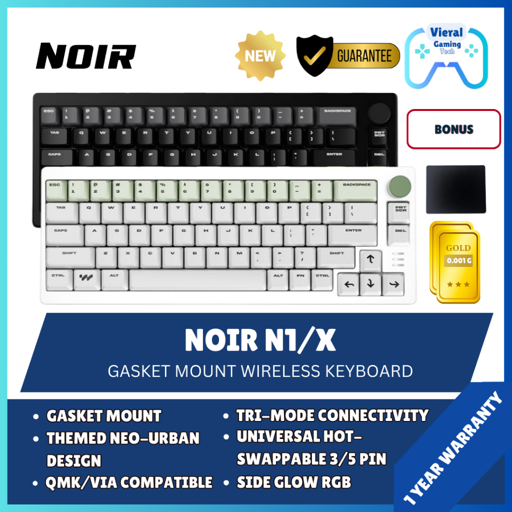 Noir N1x / N1-X Wireless Mechanical Gaming Keyboard VIA Compatible