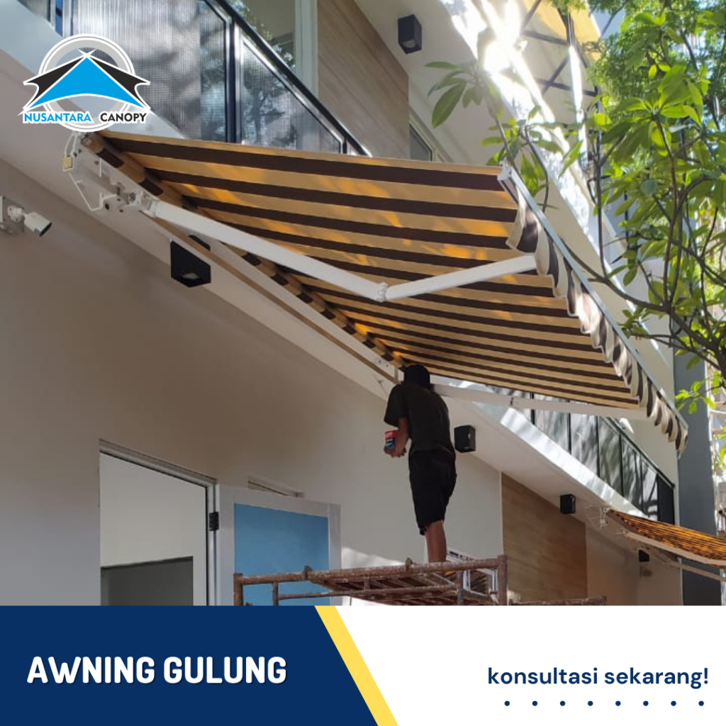 Kanopi lipat awning gulung jakarta - canopy buka tutup bergaransi elektrik dan manual