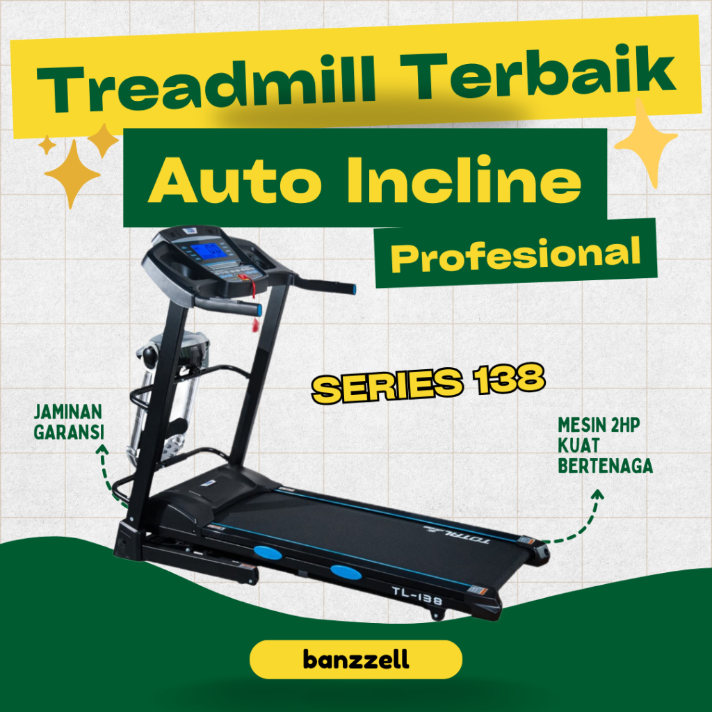 Treadmill Elektrik TL 138 Auto Incline Total Fitness ; Treadmill Besar dan Best Seller