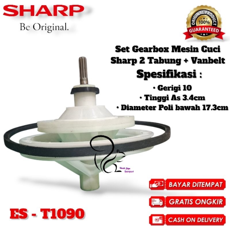 [SHARP ES-T1090] Set Gearbox + Vanbelt Mesin Cuci Sharp 2 Tabung ES-T1090