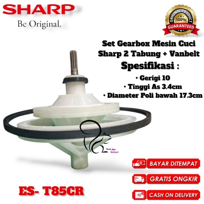 [SHARP ES-T85CR] Set Gearbox + Vanbelt Mesin Cuci Sharp 2 Tabung ES-T85CR