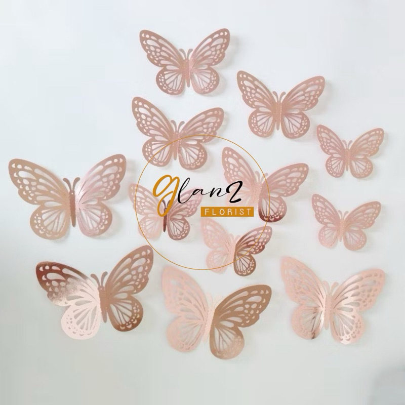 KUPU FOIL HIASAN KUE TART DECORATION BIRTHDAY CAKE DEKORASI HIASAN DINDING HIASAN BUNGA KUPU KUPU