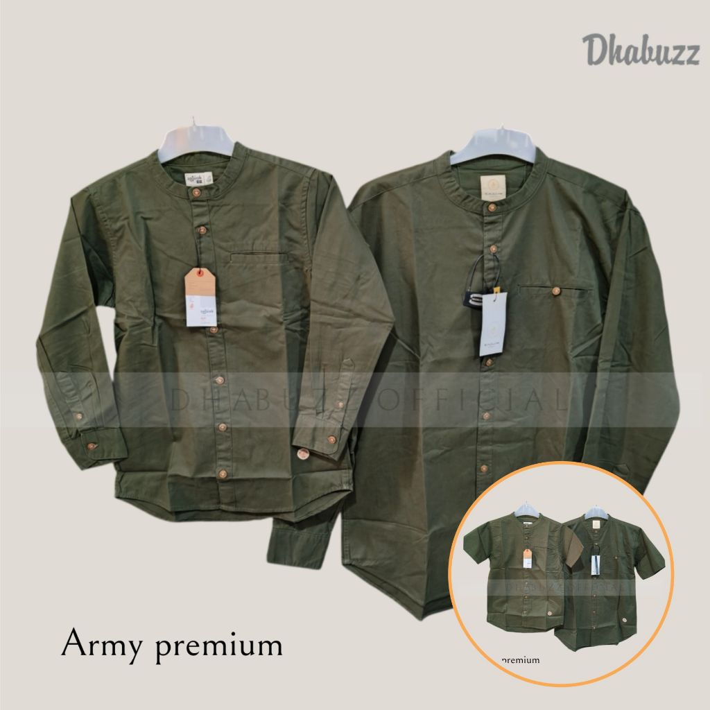 [ SAJUAK PREMIUM ] ARMY KEMEJA KOKO KEMKO COUPLE AYAH ANAK LENGAN PENDEK DAN PANJANG ORIGINAL