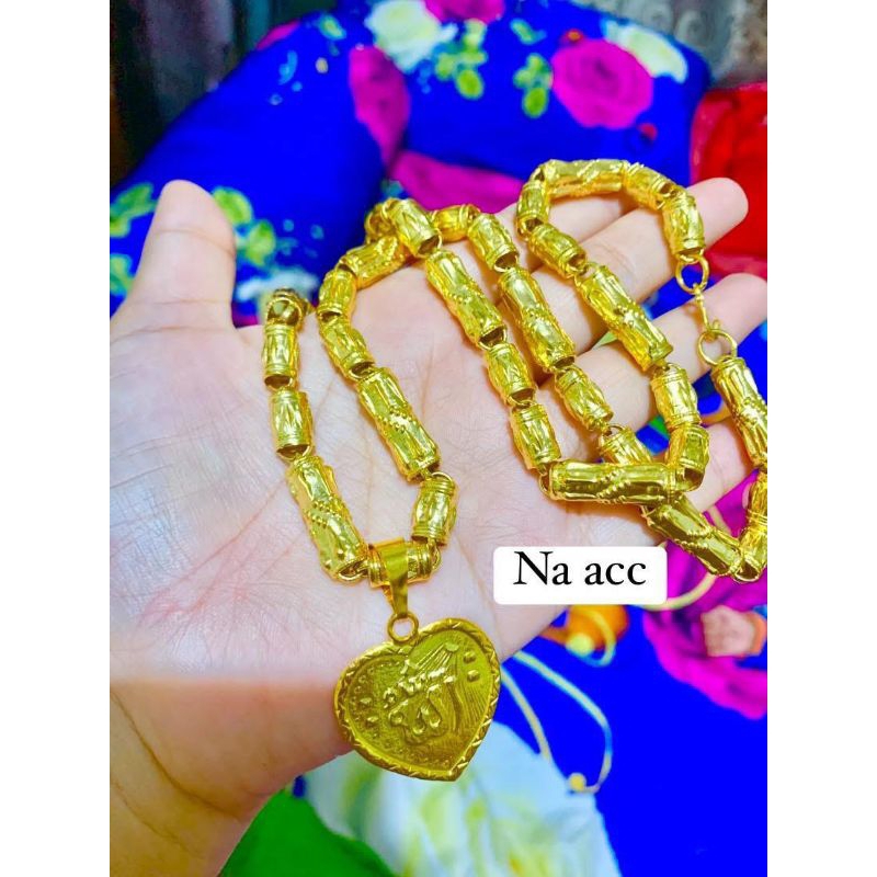 kalung bambu 5 suku variasi+ liontin lapis emas