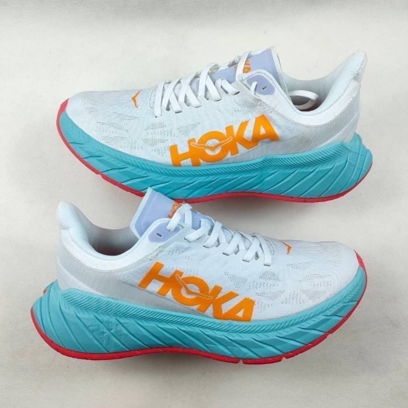 Ready Hoka Carbon X2 White Blue