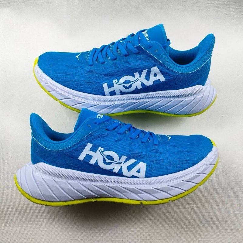 Ready Hoka Carbon X2 blue white.