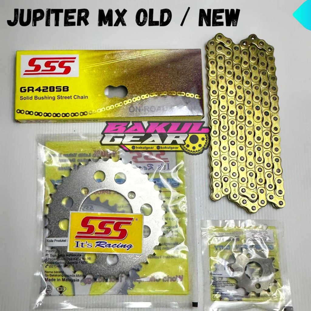 Gear set SSS Jupiter MX New 135 / Mx Old Rantai Gold 428 SSS ORIGINAL