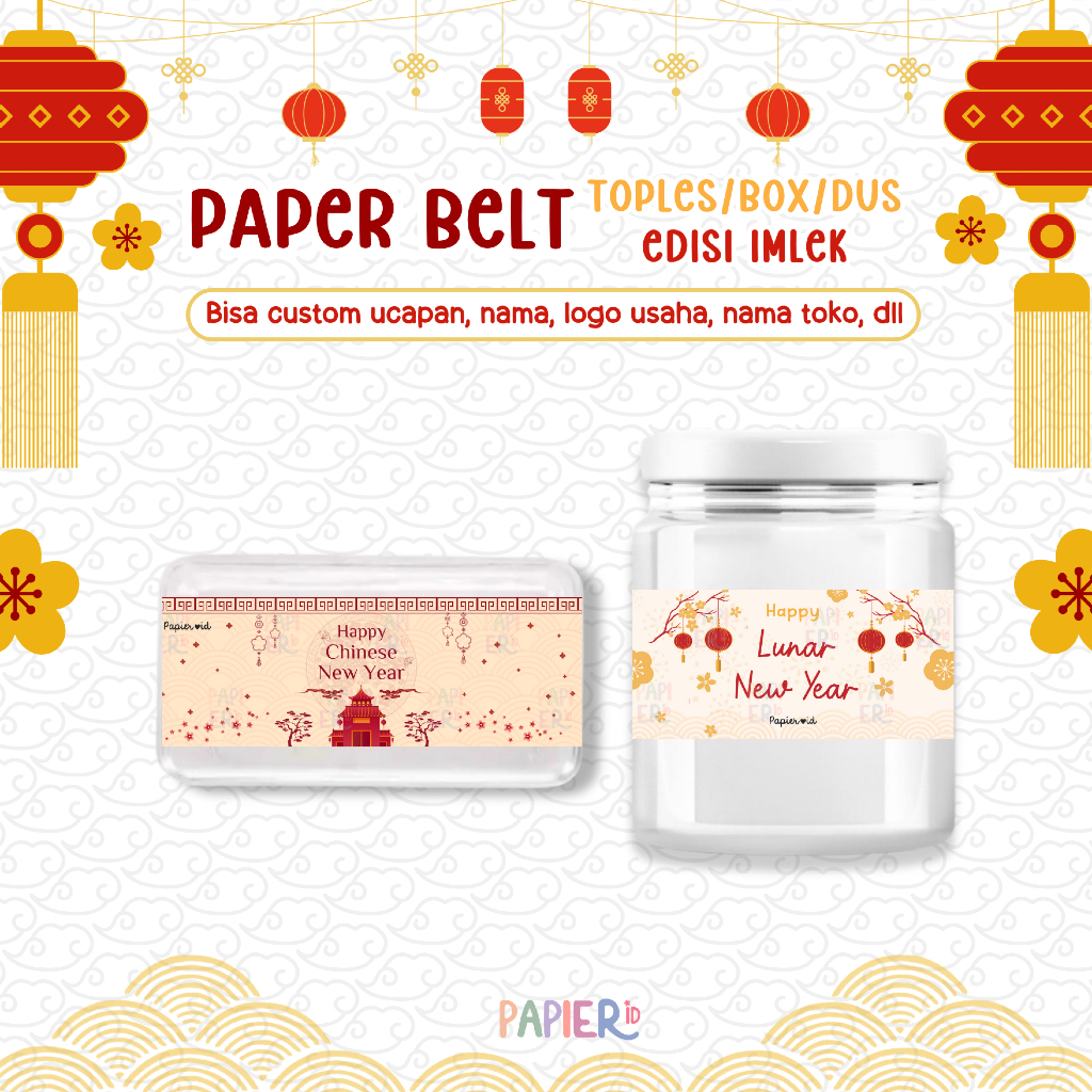 

Paper Belt Sticker Sleeve Label Segel Toples Jar Box Imlek Chinese New Year Lunar Year