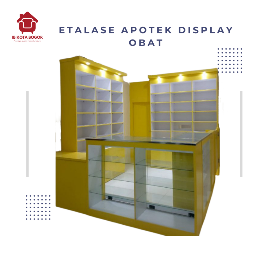 Etalase Apotek Etalase Kayu Custom dan Rak Display Obat Full