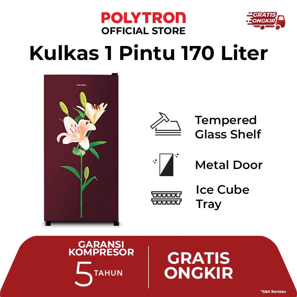 POLYTRON Kulkas 1 Pintu Metallic 170 Liter PRB 177PR