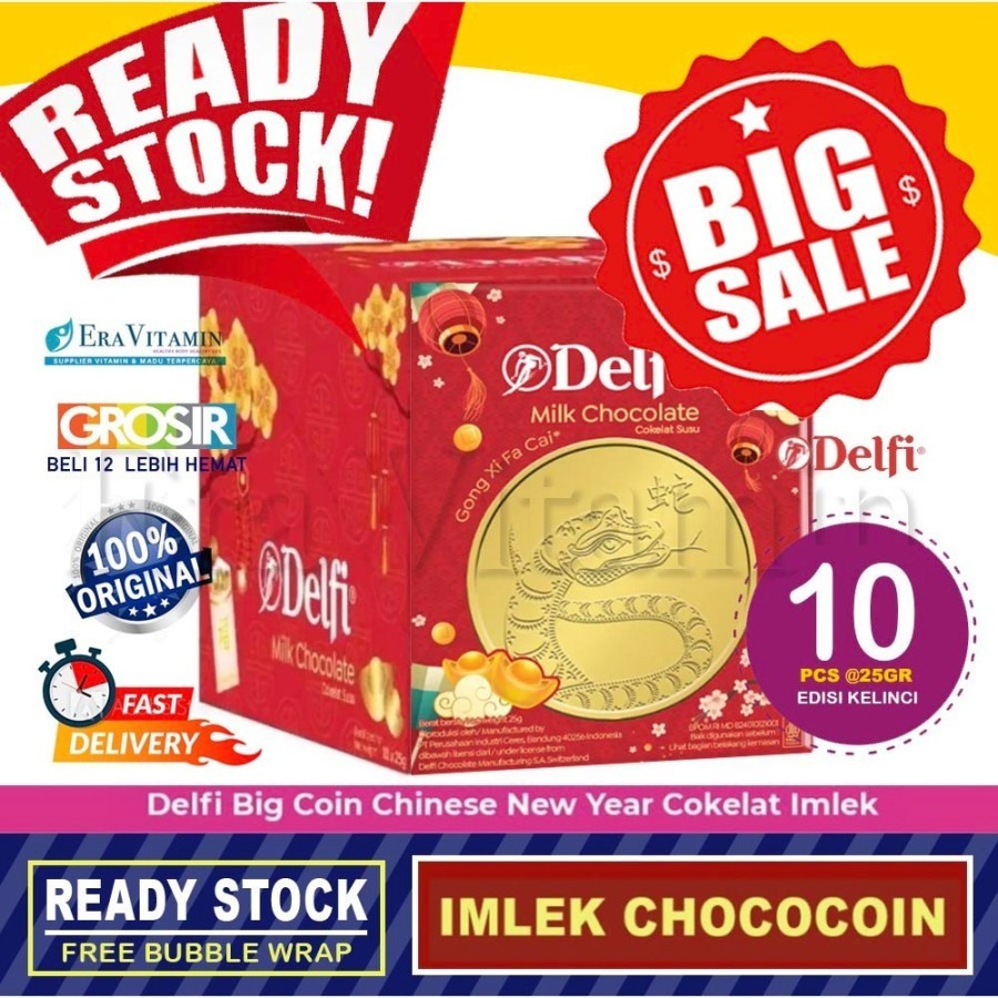 

(BOX) DELFI Gold Coin Milk Chocolate Imlek CNY Chococoin isi 10 pcs koin coklat ular