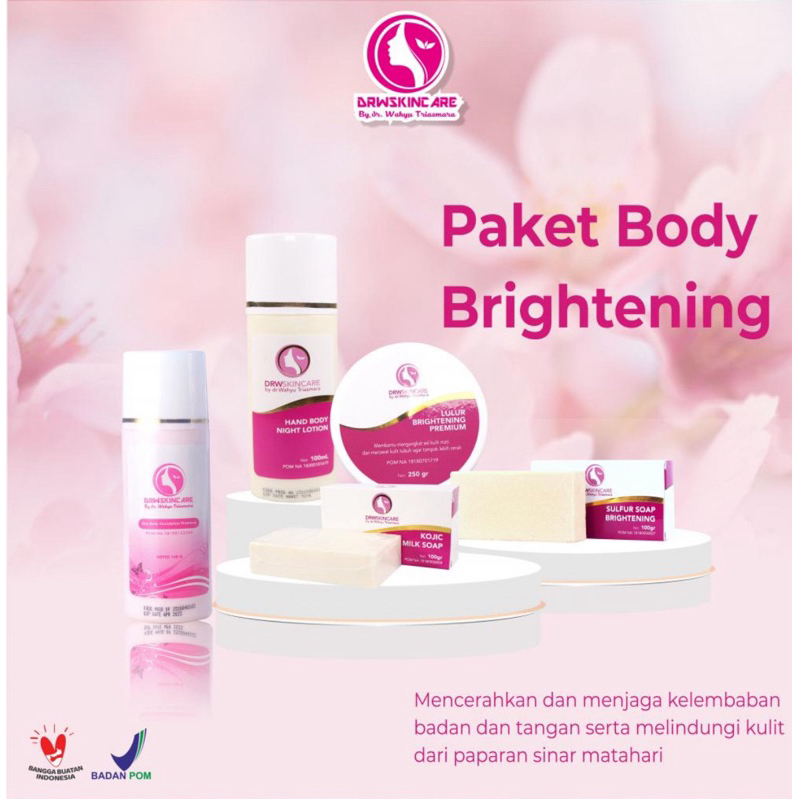 Paket Body Brightening Licorice (hb siang, hb malam, sabun kojic, lulur Bleacing) Drw Skincare