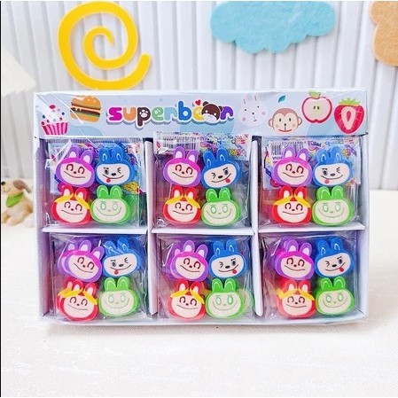

ER-1715 ERASER HAPUSAN KARAKTER / PENGHAPUSAN GEPENG KEPALA LABUBU ISI 4 PCS PERLENGKAPAN SEKOLAH TERBARU BISA COD
