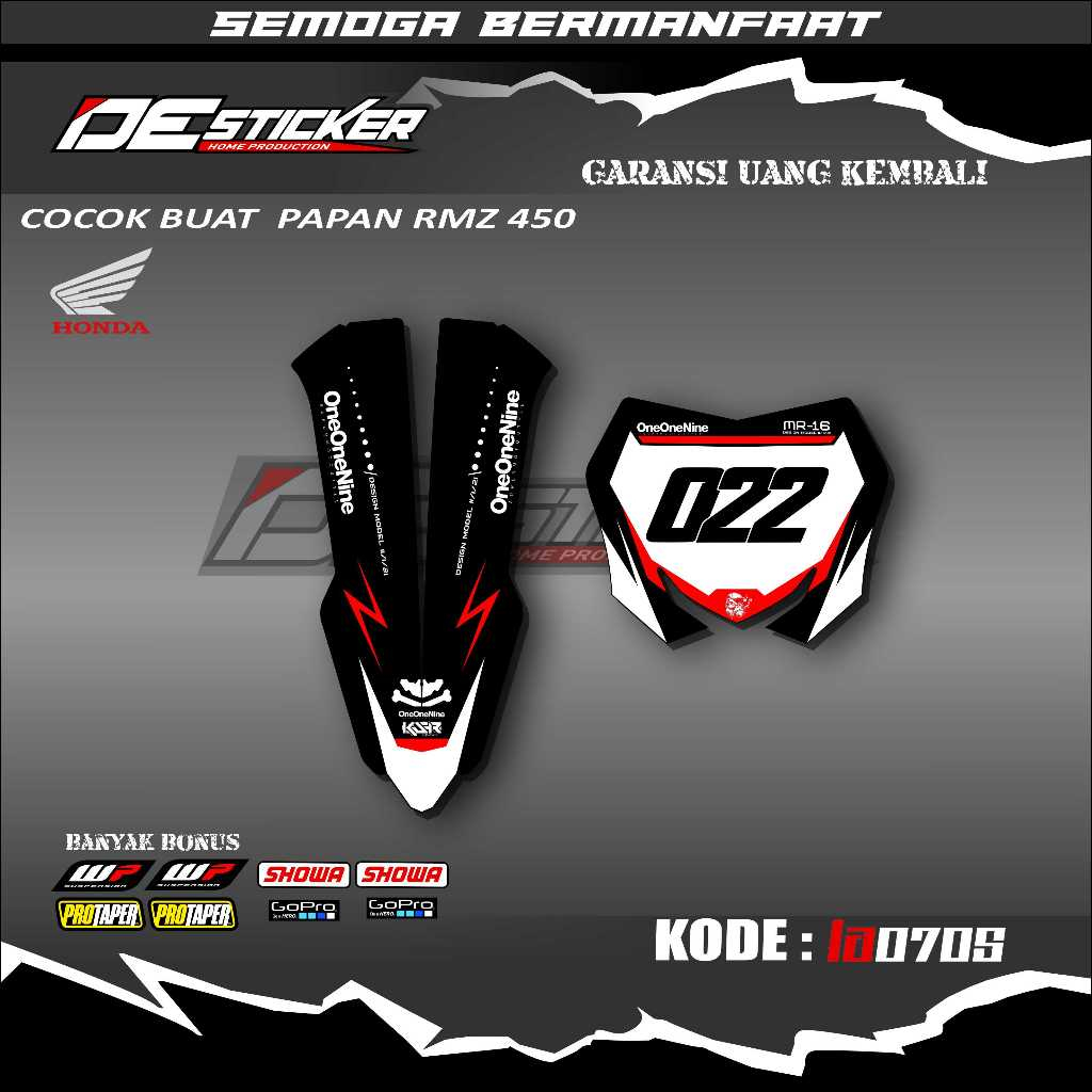 Stiker Decal Papan Rmz 450 Stiker Papan Dan Spakbor Depan RMZ 450 la0705