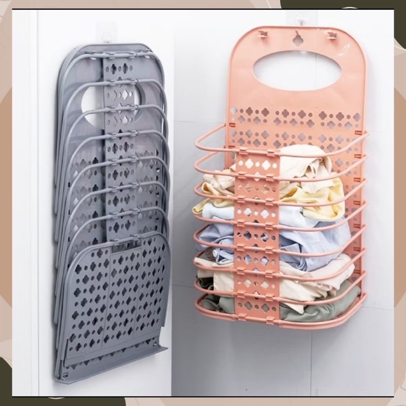 Rak Keranjang Laundry Gantung Dinding Mesin Cuci Bisa Lipat Baju Pakaian Kotor Cucian Pakaian Laundr