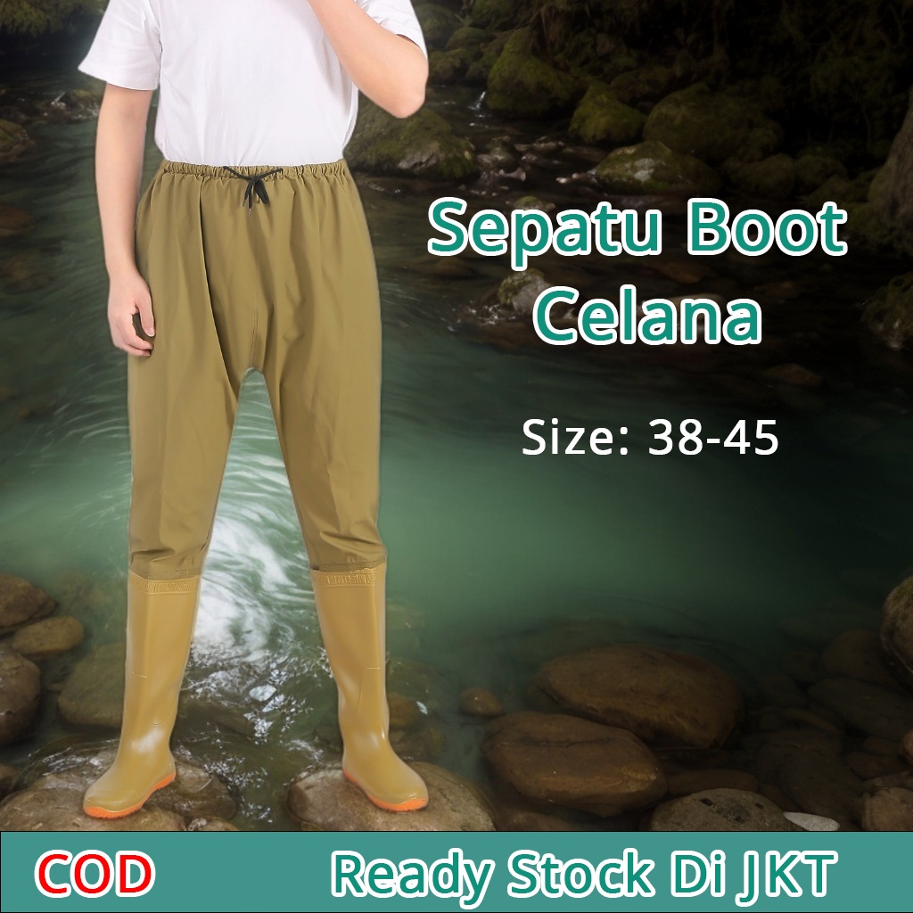 Sepatu Boot Karet Celana Sawah Panjang Pria Kuning Anti Lumpur Dan Air