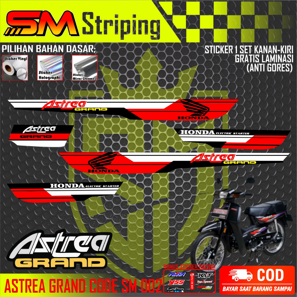 Striping Astrea Grand Variasi | Stiker Astrea Grand | Sticker Astrea Motif Klasik
