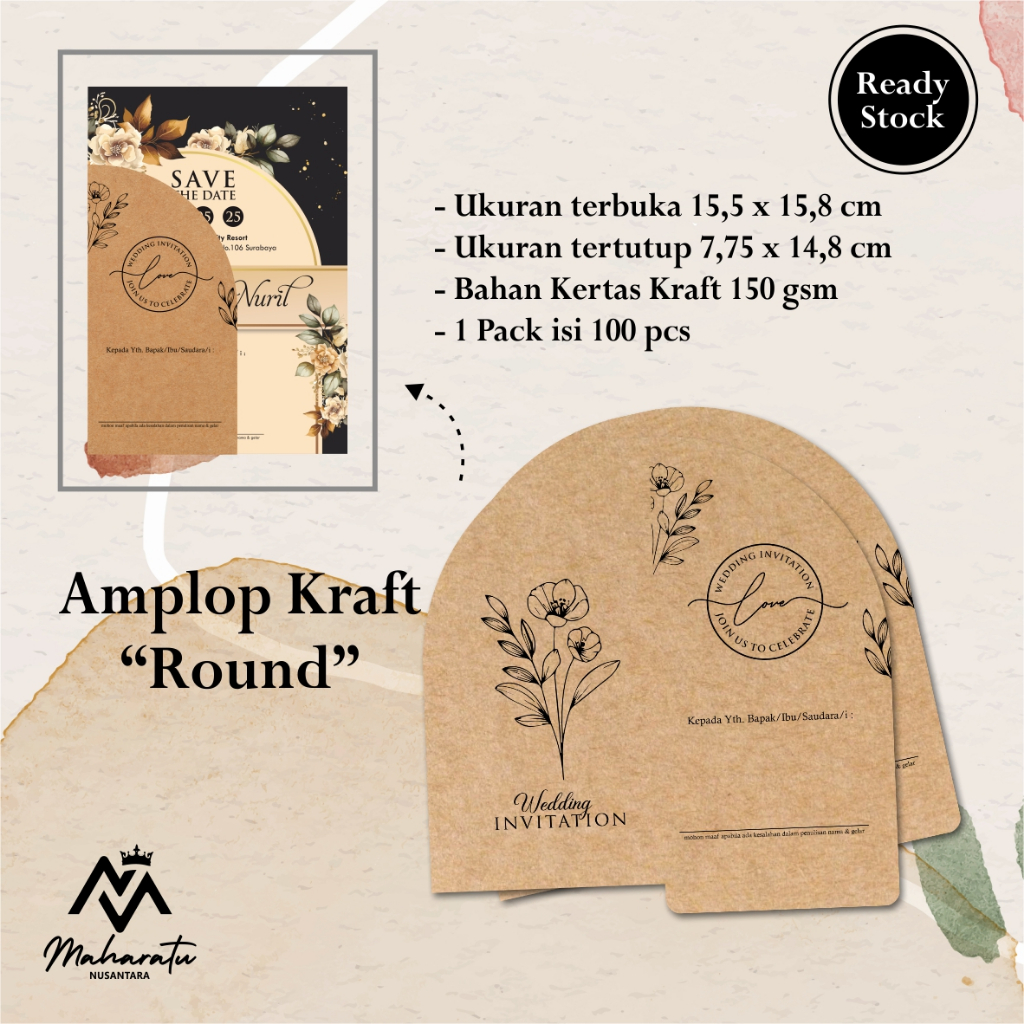 

AMPLOP MINI KRAFT ROUND - AMPLOP COKLAT UNDANGAN READY STOCK [100pcs]