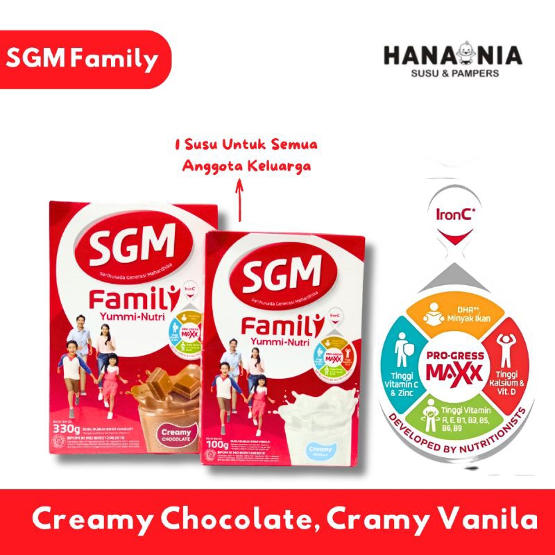 

SGM Family Yummi-nutri Creamy Cokelat, Creamy Vanila