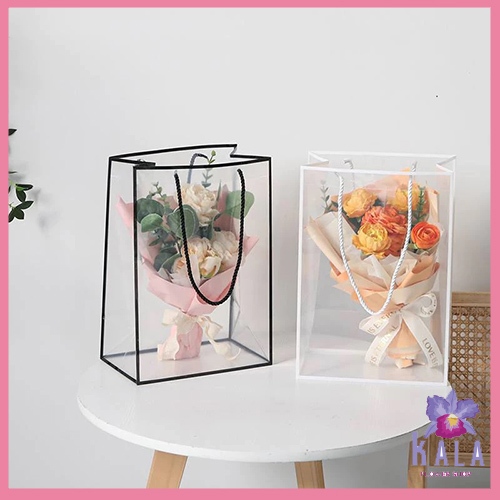 

Paper Bag Tas Mika Polos transparant Hand Bag Flower Gift Box Tas Bouquet Buket Souvenir KB1009