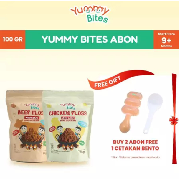 

Yummy Bites Abon Mpasi & Anak 100 GR [Abon Ayam, Abon Sapi] - BB Booster - NO MSG