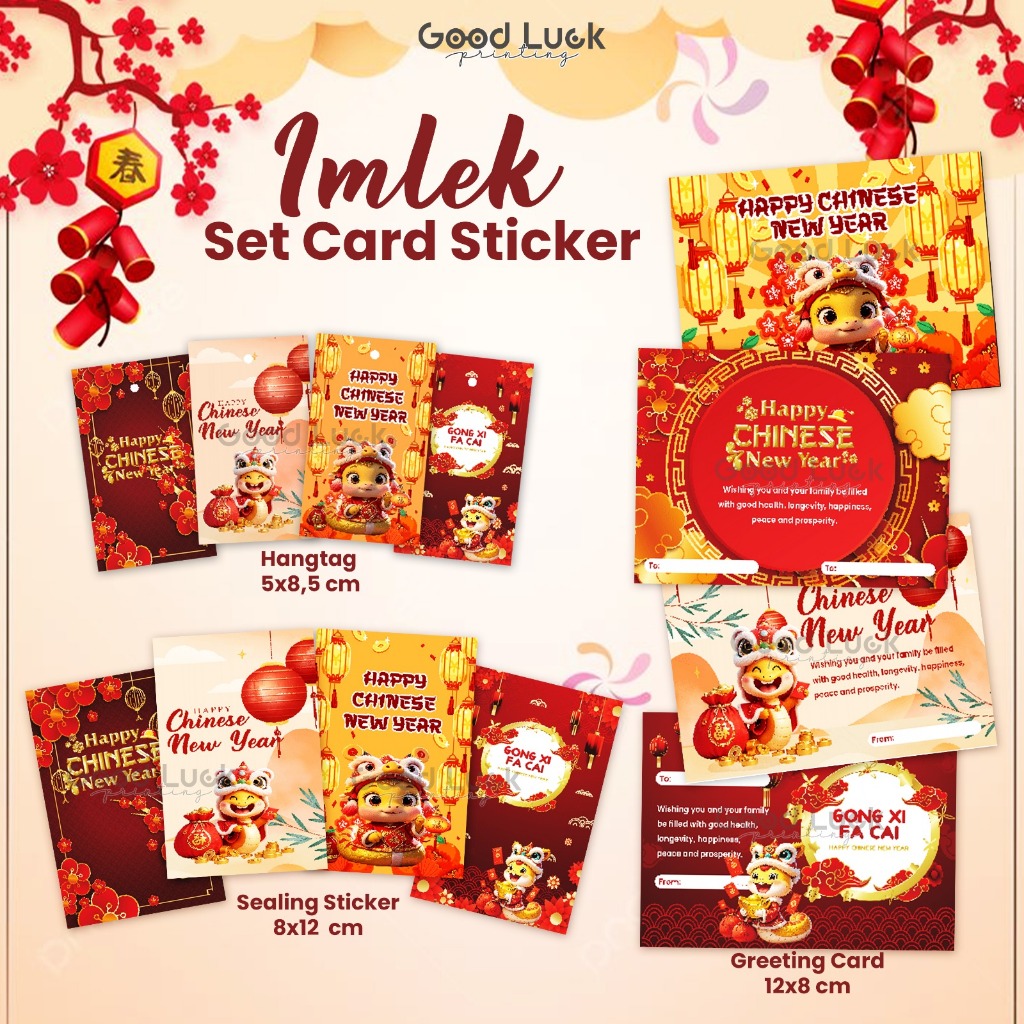 

KARTU UCAPAN IMLEK HANGTAG IMLEK STICKER IMLEK CHINESE NEW YEAR 2025 YEAR OF SNACK GANTUNGAN HAMPERS IMLEK BINGKISAN IMLEK PACKAGING IMLEK GREETING CARD IMLEK SET3IN1 TERMURAH