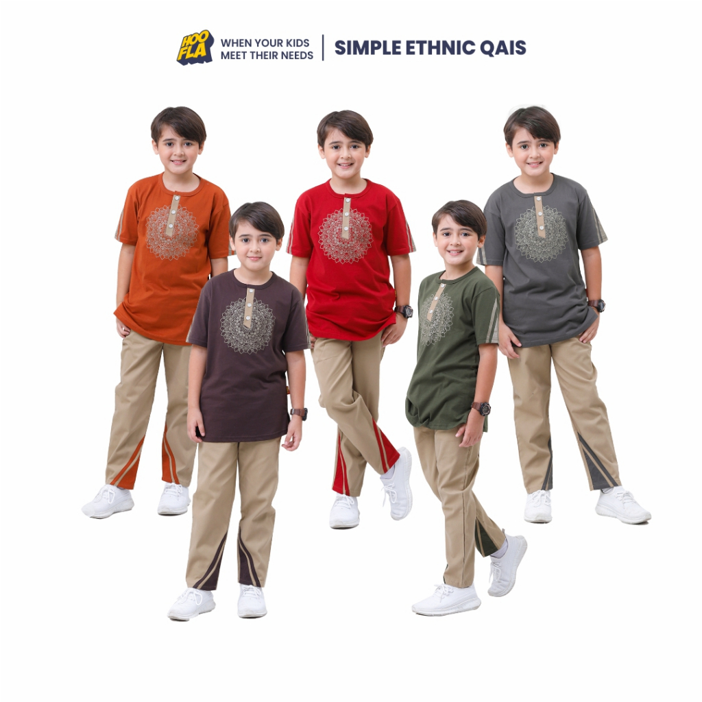Hoofla Qais Simple Ethnic Baju Muslim Anak 5-12 Tahun