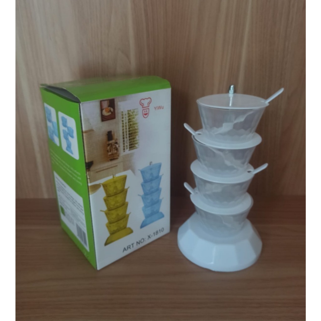 HOT DEALS Rak Bumbu Tingkat Plastik Rak 4Susun Dapur Rak Bumbu Dapur Siena