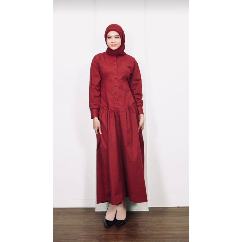 SALE Ruby dress basic gamis maroon katun dress malay marun basic polos malaysia