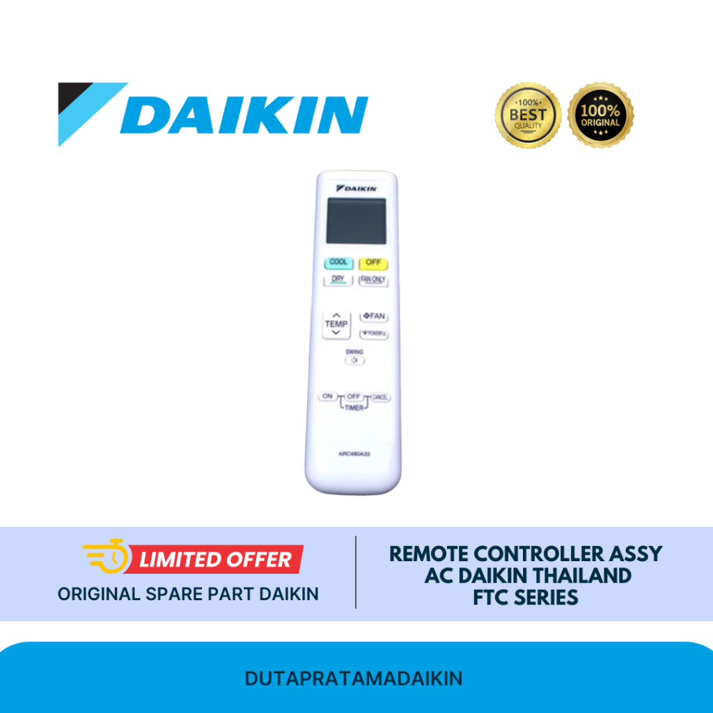 REMOTE CONTROLLER ASSY AC DAIKIN THAILAND FTC15NV14 FTC20NV14 FTC25NV14 FTC35NV14 FTC50XV14 ORIGINAL