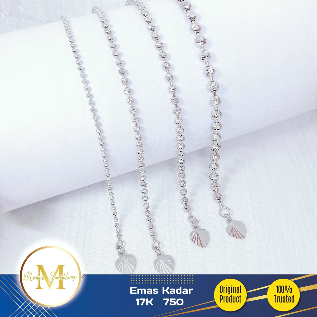 MODIS JEWELLERY - Gelang Biji Lada Ukir Putih - Emas 17k  750