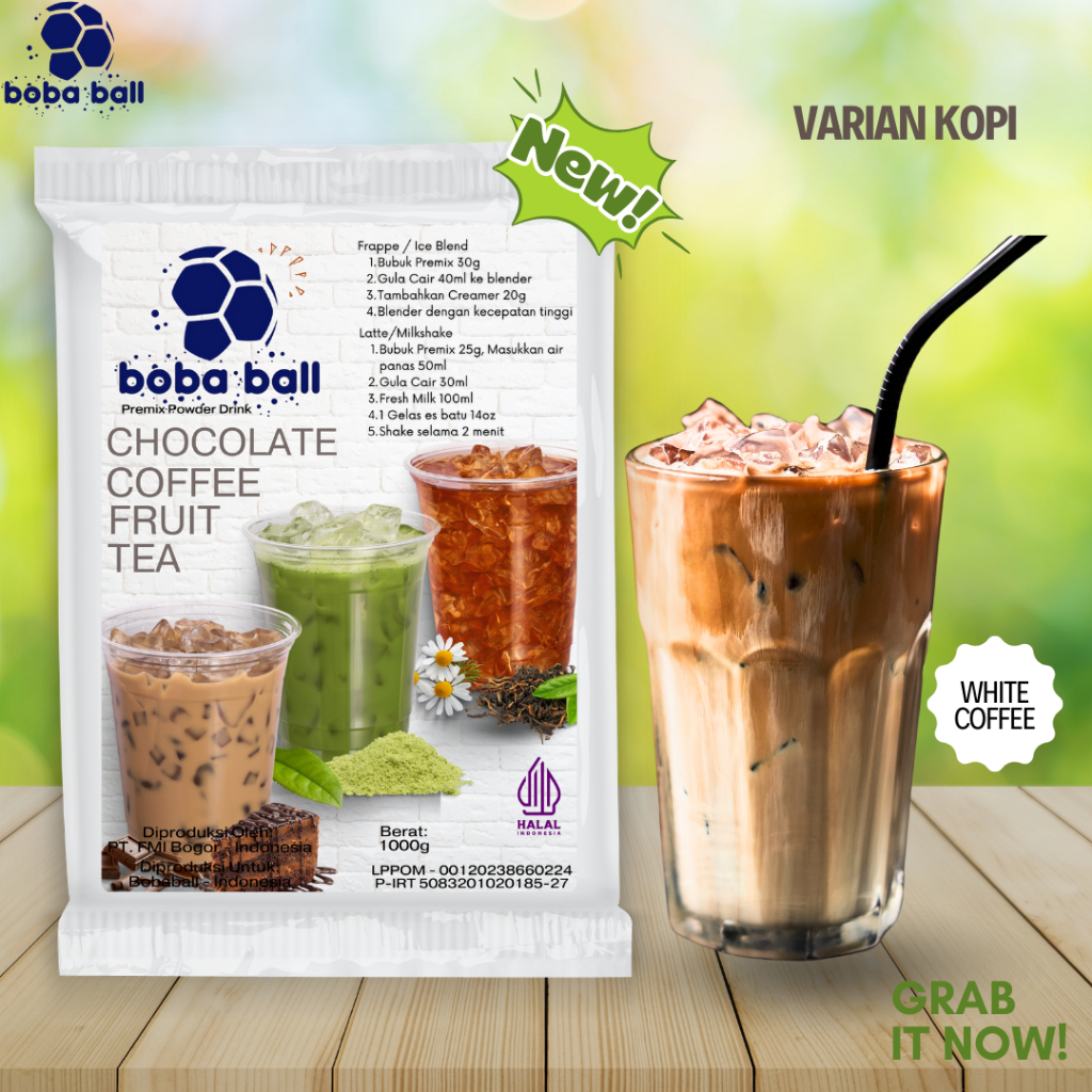 

Bobaball Powder Drink | Bubuk Minuman Rasa White Coffee | Serbuk Minuman Kekinian 1 Kg