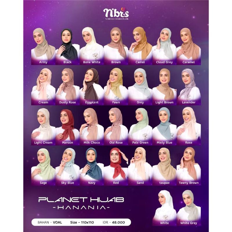NIBRAS HANANIA HIJAB SEGI EMPAT PREMIUM