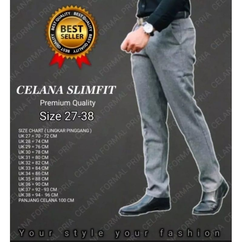 Ankle Pants pria slim fit