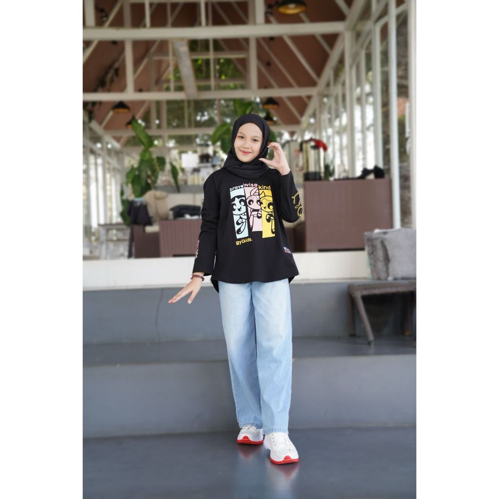 GYLKIDS Top Oval Kaos Anak Perempuan Bahan Cotton Combed 20s Usia 5-14 Tahun Sablon Plastisol HQ Kua