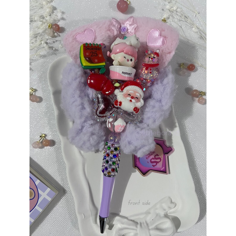 

DIY Pen Purple with Pink Hearts and Baby Toppers / Pen Cantik / Beaded Pen