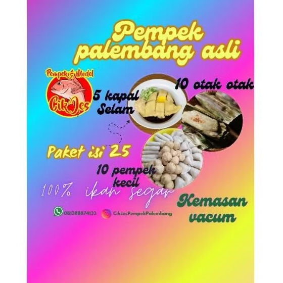 

PAKET 25 PCS PEMPEK KAPAL SELAM 5 PEMPEK KECIL 10 OTAK OTAK 10 PREMIUM palembang asli ikan dijamin segar tidak bau kemasan vacum