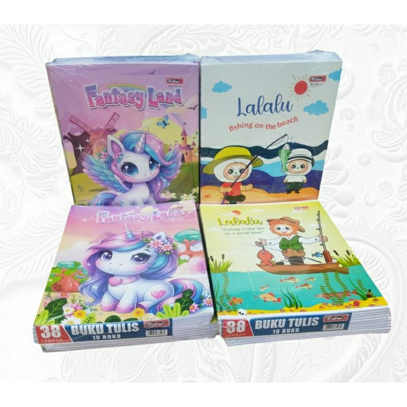 

10 PCS BUKU TULIS 38 LEMBAR MURAH BERKUALITAS LABUBU SANRIO UNICORN - APP SKOLA SIDU QUALITY