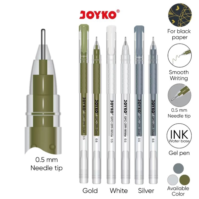 

Pulpen Joyko With Gel Pen GPC-299 Metallic Color 0,5mm | Harga Murahhh !!!