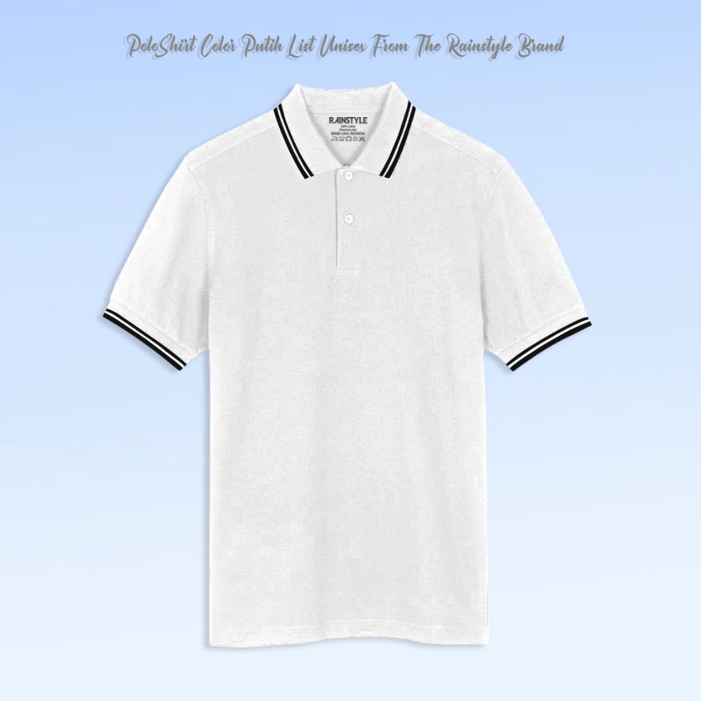 Rainstyle - Polo Shirt Polos Garis List Hitam Polo T-Shirt Kerah Keren Pria Wanita 02
