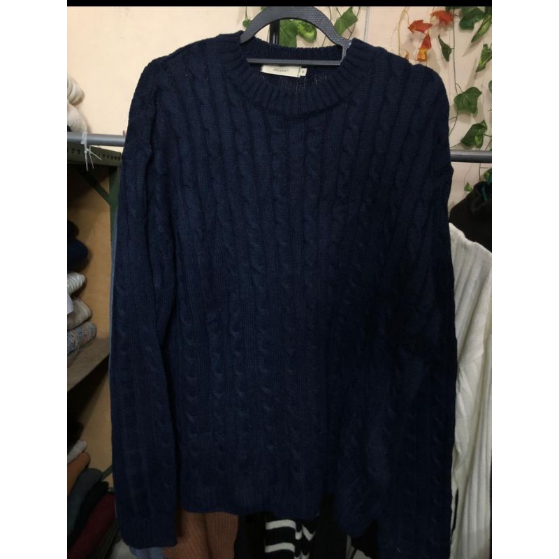 Sweater Rajut Biru Lengan Panjang (jackpot)
