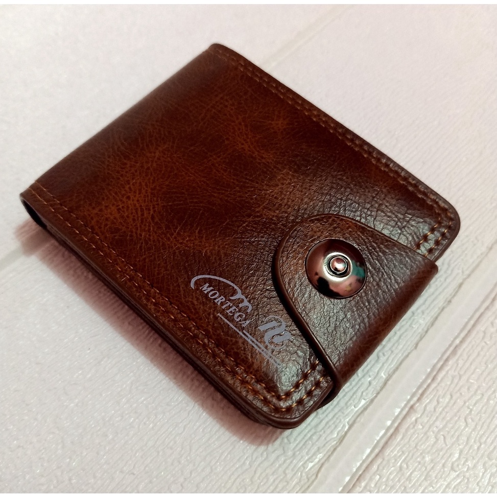 Tidak Diragukan Dompet kulit pria Model Kancing Magnet Dompet Lipat Pria Dompet Kulit Kualitas PREMI