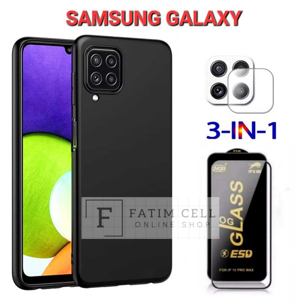 Paket 3in1 Samsung A03s Case Pro Camera + Tempered Glass Anti Static + Anti Gores Camera