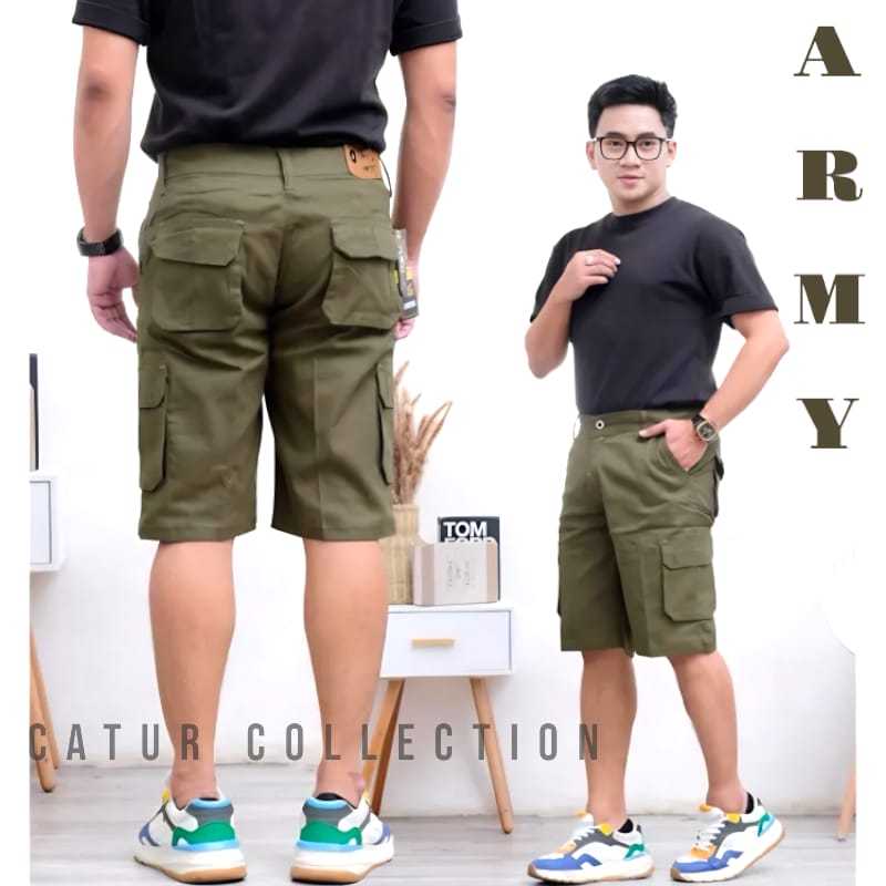 Size Jumbo (27-44) Celana Cargo Pendek pria ORIGINAL Celana Pendek Pria Kargo Katun american drill