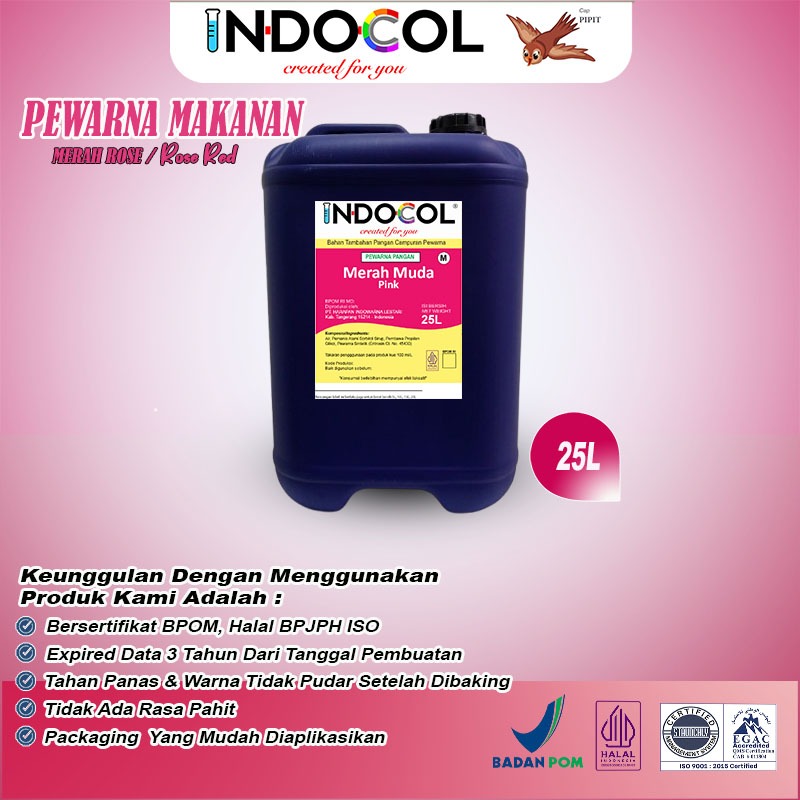 

PEWARNA MAKANAN CAIR INDOCOL MERAH ROS (25 LITER)