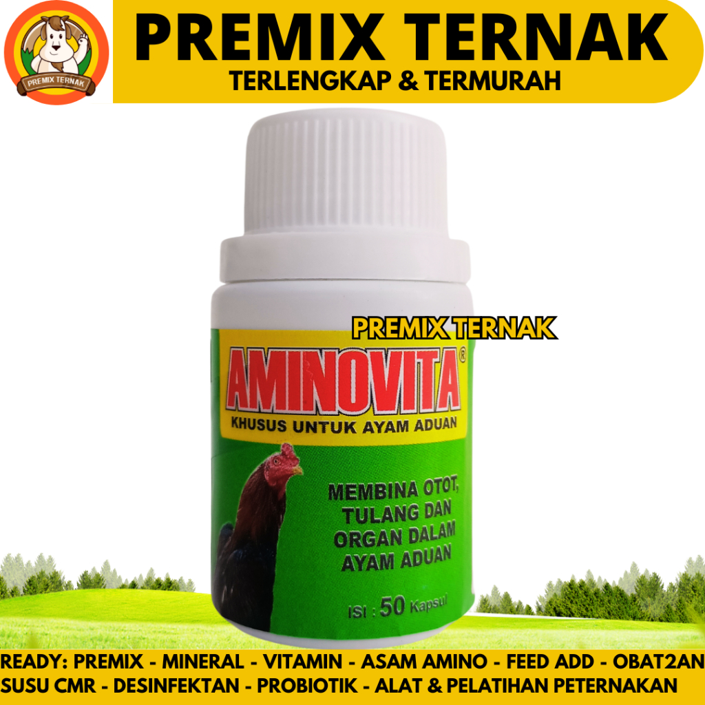 AMINOVITA 50 KAPSUL - Obat Ayam Aduan Penguat Otot Tulang & Meningkatkan Kesehatan Ayam Petarung