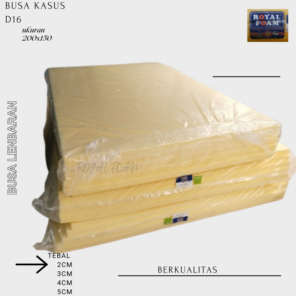 Spon Lembaran 200x120 Busa Royal Foam Tebal 3 cm Lapisan Sofa Kursi Meteran Spons Jok Mobil Motor