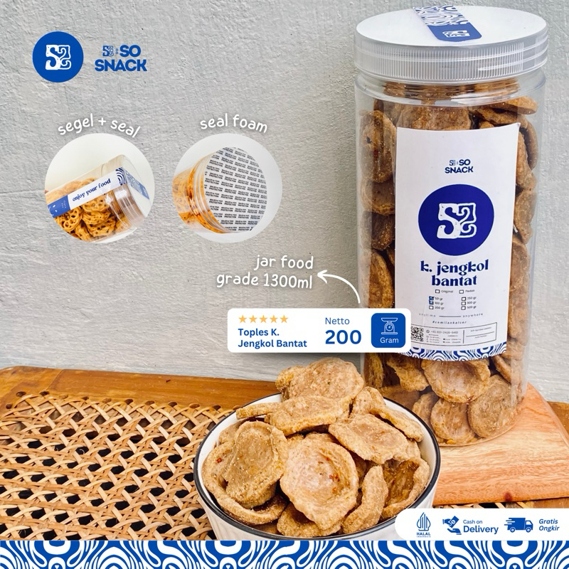 

SO SNACK Kerupuk Jengkol Bantat Toples 200gr - Cemilan Toples - Makanan Ringan - Cemilan Kekinian