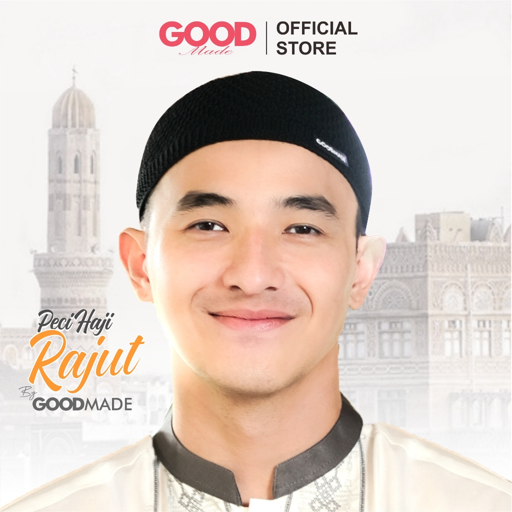 GOOD MADE - Peci Rajut Dewasa Elastis | Peci Rajut | Peci Haji | Hitam Premium | COD