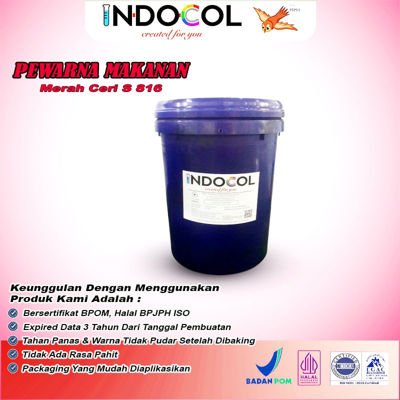 

Pewarna Makanan INDOCOL Merah Ceri 816 (Cherry Red) @25 kg/Pail